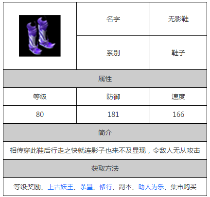 问道手游无影鞋属性80鞋子无影鞋获取方法