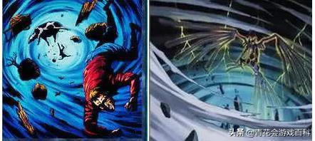 《游戏王》中的“大风暴”（左）和“地缚旋风”（右）原画