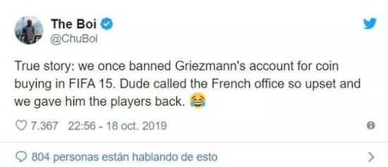 EA员工透露，格列兹曼曾在FIFA15中通过非正规渠道购买游戏币被封号