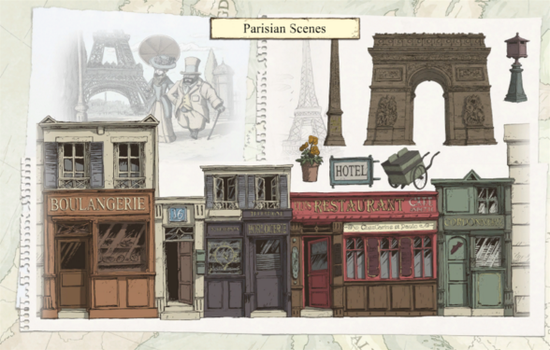作者手绘的巴黎景观图