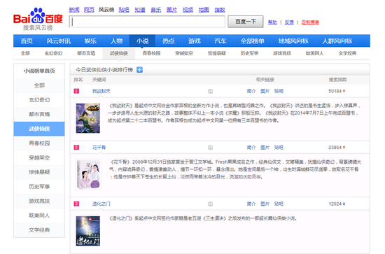 图2《我欲封天》霸榜百度搜索风云榜
