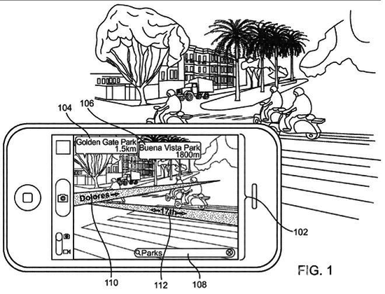 苹果描绘iPhone增强现实测图应用的专利