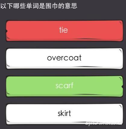答案哪些单词是围巾的意思_97973手游网
