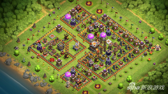 部落冲突11本最新防三星阵型 美观对称实用_97973手游网