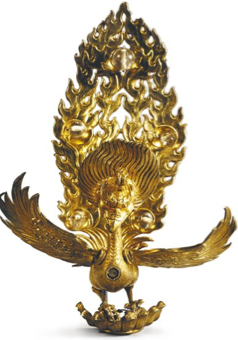  “金翅鸟”原型为存放在云南省博物馆的文物“宋大理国银鎏金镶珠金翅鸟”