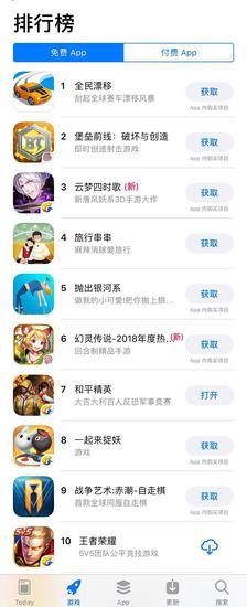 （本文截图来自5月21日App store免费游戏榜）