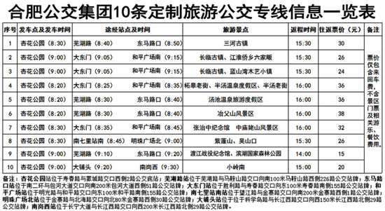 春节期间 合肥开通10条定制旅游公交专线