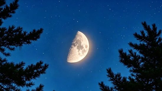 曙光里夏夜观星赏月