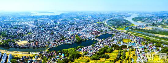 安庆市怀宁县石牌镇实景航拍全景图