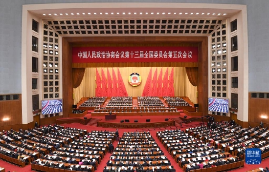  3月4日，中国人民政治协商会议第十三届全国委员会第五次会议在北京人民大会堂开幕。新华社记者 殷博古 摄
