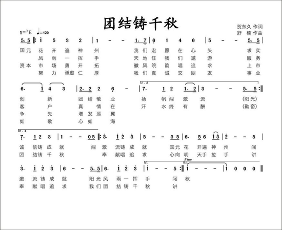 2011年,由贺东久作词,舒楠作曲的公司司歌正式传播。