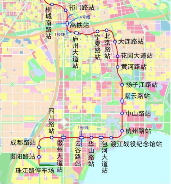 图为5号线南段最新线路站点图