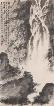 傅抱石 李白诗意画《题舒州司空山瀑布》 1964年 江油市李白纪念馆藏