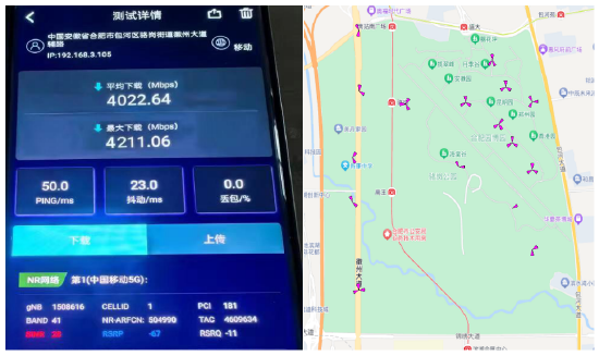 （5G-A 3CC载波聚合示范区网络测试图）