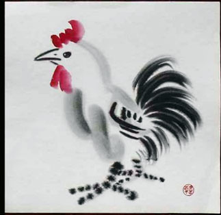韩美林大师水墨12生肖--生肖鸡