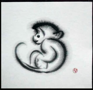 韩美林大师水墨12生肖--生肖猴