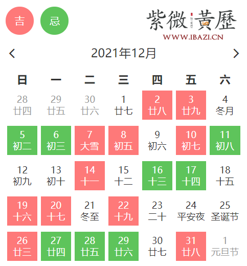 12月旅游吉日