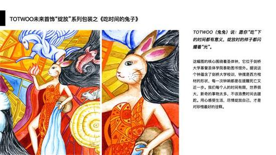 TOTWOO与“不烦兔”结合的艺术包装（内涵图示）TOTWOO未来首饰“绽放”系列包装之《吃时间的兔子》