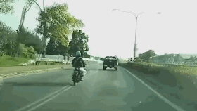 视频：摩托车开得随意，身后轿车变惨剧！