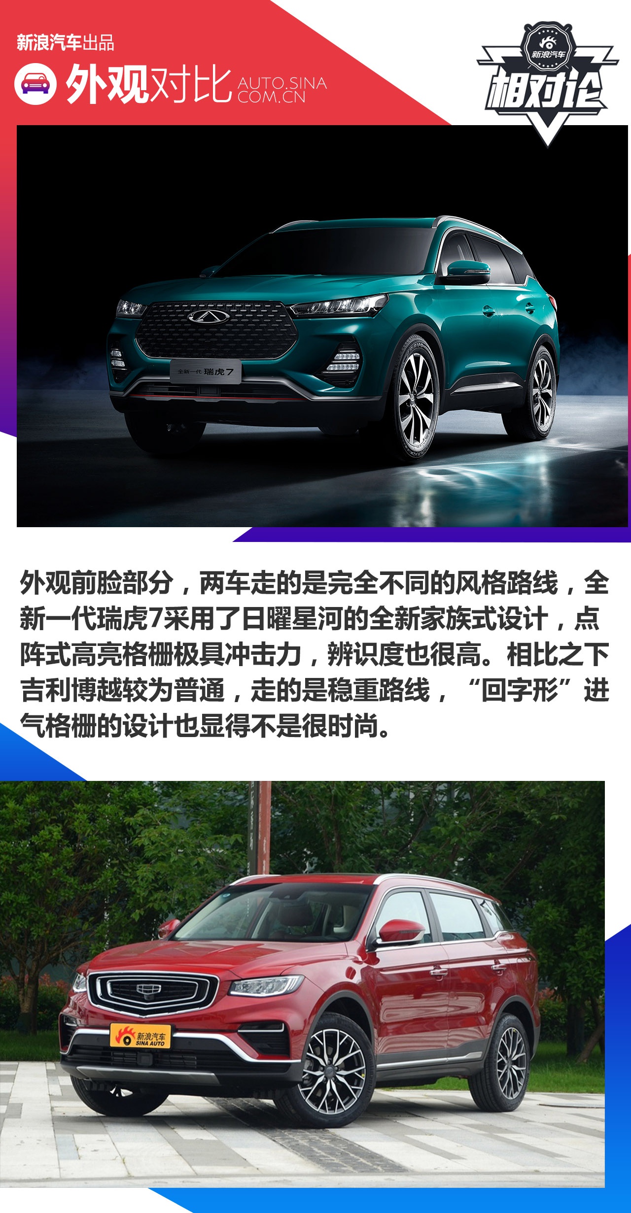 10万元自主紧凑型SUV如何选?奇瑞全新一代瑞虎7对比吉利博越