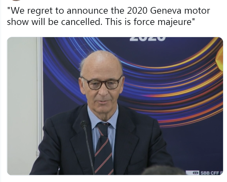 日内瓦车展会展中心发言人表示：2020年日内瓦车展取消 今年不再举行