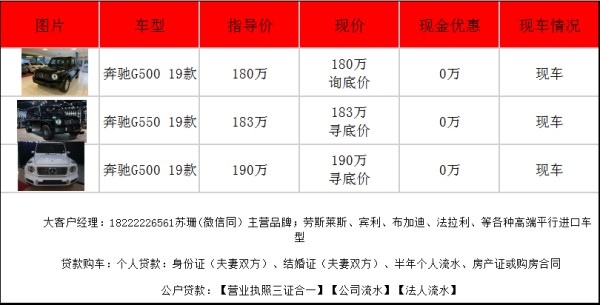 进口奔驰G500配置详解港口现车特价