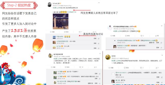 这些蓝V用户和一些知名人物的参与,使得#在哪儿过年#话题热度大增,带动了相当大的阅读、讨论量。
