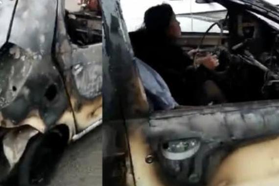 视频：高能预警！女子手握“铁丝盘”开车