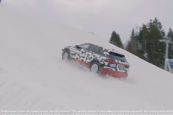 奥迪e-tron挑战85%雪坡