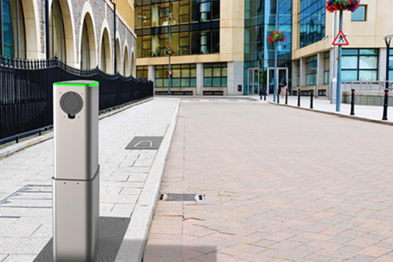 白天隐藏夜晚出现的EV充电桩 不会妨碍行人出行