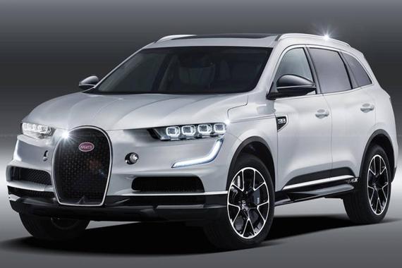 照着科雷傲画的假想图？ 布加迪或推1888马力纯电动SUV