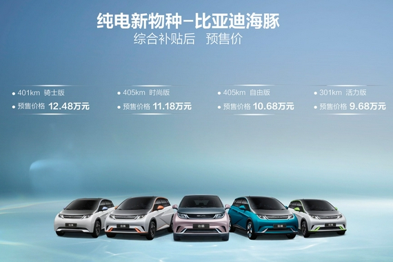9.68-12.48万 比亚迪e平台3.0首款车型海豚开启预售
