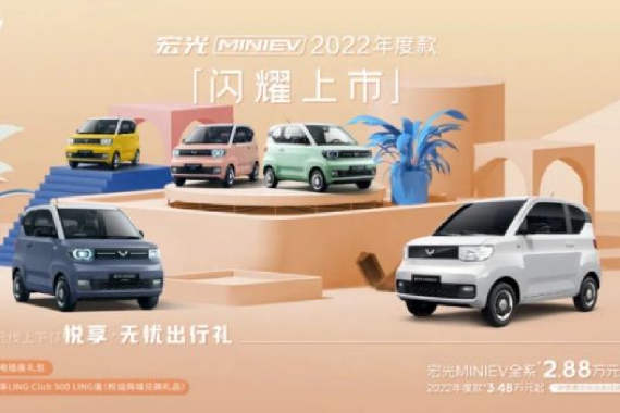 五菱宏光MINI EV 2022年度款发布：配备发光车标、个性轮毂等