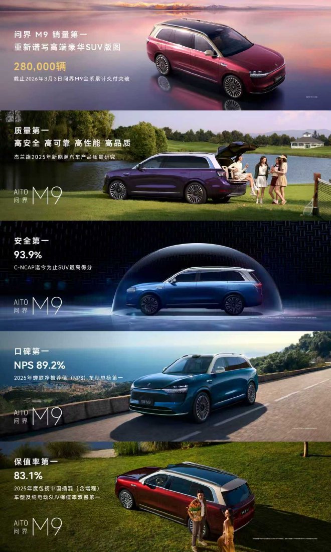 售价47.98万元起 问界M9首发搭载新一代双光路图像级激光雷达
