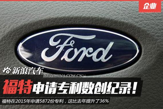 福特申请专利数创纪录 较2014年提升36%