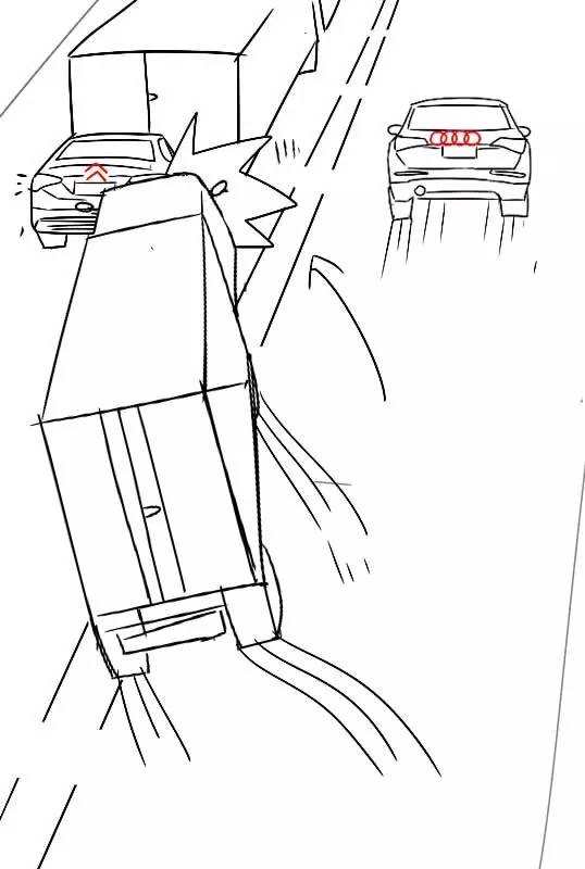 奥迪撞不起,大货车瞬间就改撞雪铁龙?!