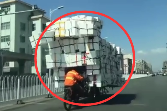 视频：沈阳现奇葩倒骑驴！大叔缝隙看路