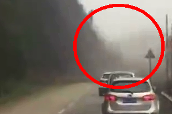 视频：好惊险！行驶途中，山体突然滑坡