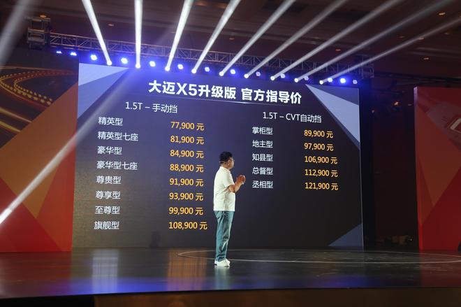 The 2017 Zotye Damai X5 went on sale for 779-121,900 yuan.