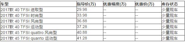 2017款A4L少量现车!订车送10次保养