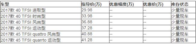 2017款A4L少量现车！订车送10次保养