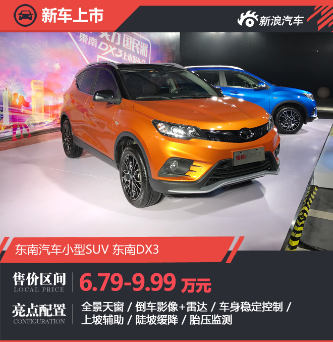 售价6.79-9.99万元 东南DX3宣布上市