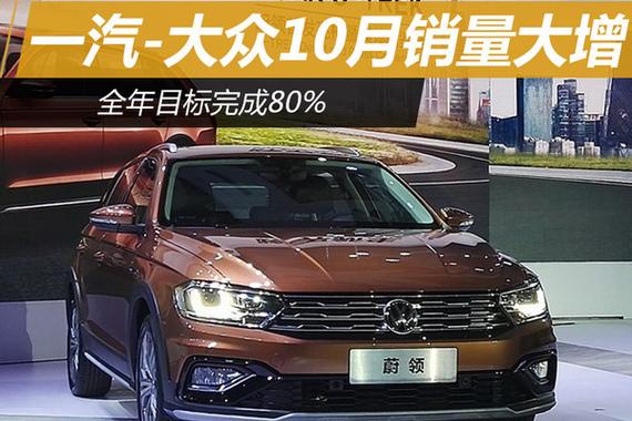 一汽-大众10月销量大增 全年目标完成80%