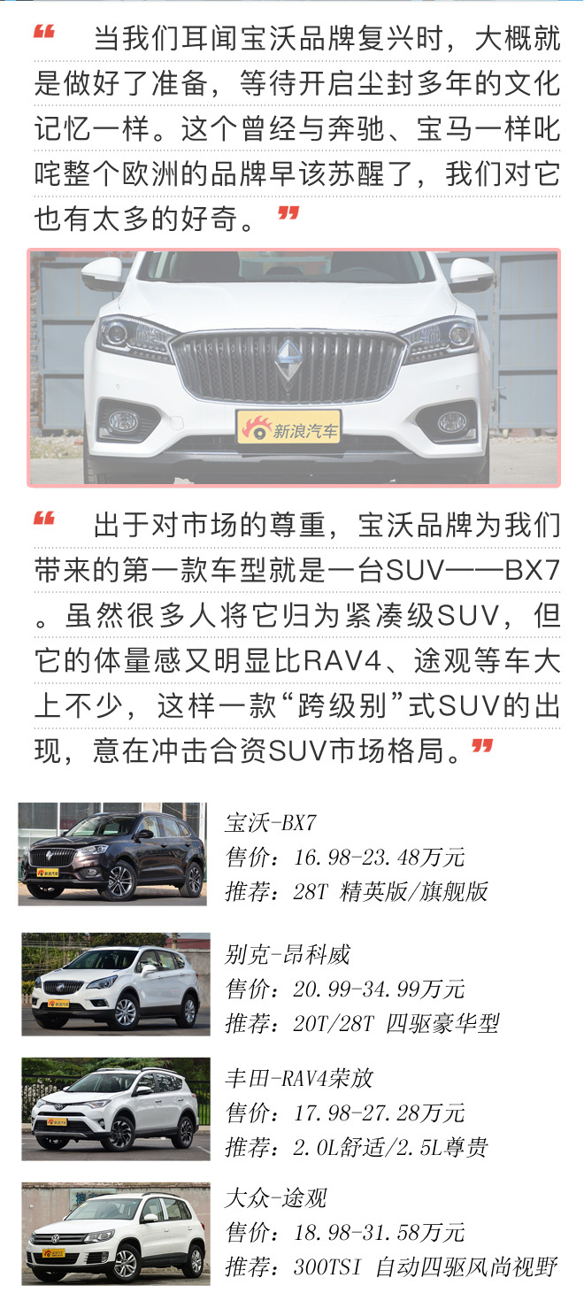 2.0T四驱SUV才18万?宝沃BX7挑战欧美日3杰