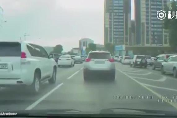 视频：开车偶遇一老司机驾驭活鸵鸟