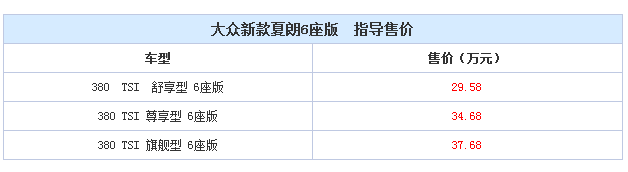 售29.58-37.68万元 夏朗6座版正式上市