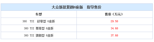 售29.58-37.68万元 夏朗6座版正式上市 