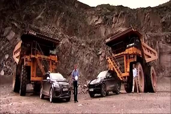 视频:会玩 保时捷卡宴 VS 奥迪Q7爬矿坑