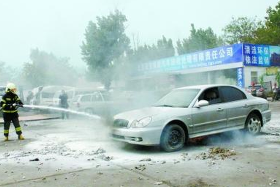 当心这小东西 一分半钟杨柳絮引燃汽车