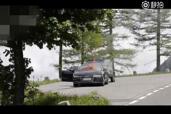 视频：新奥迪A7在进行拖车测试时自燃